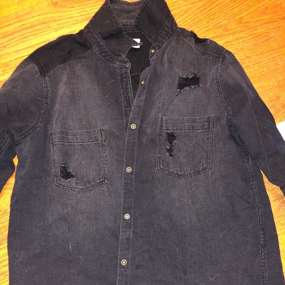 Hollister Ripped Black Flannel